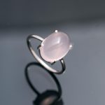 Natural  Rose Quartz Oval Shape Vintage Ring 925 Sterling Silver Jewelry Birthday Gift