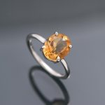 Natural Citrine Quartz Oval Stone Ring 925 Sterling Silver Statement Jewelry For Her