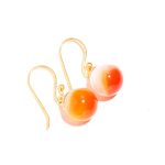 Natural Botswana Agate Ball Dangle Earrings 14K Gold Boho Jewelry For Women