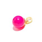 Natural Hot Pink Chalcedony Ball Pendant 14k Gold Statement Jewelry Wedding Gift