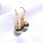 Natural Pyrite Ball Dangle 14K Gold Earrings Handmade Jewelry Birthday Gift