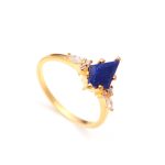 Natural Lapis Lazuli Kite Shape 14K Gold Engagement Ring For Women Boho Gift