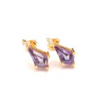 Alexandrite Kite Shape Stud Earrings Engagement 14K Gold Jewelry For Her