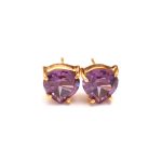 Alexandrite Heart Shape Stud Earrings Handmade 14K Gold Jewelry For Lover