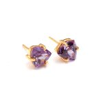 Alexandrite Trillion Shape Unique Stud Earrings 14K Gold Statement Jewelry Unique Gift