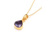 Alexandrite Heart Shape Handmade Necklace For Wedding 14K Gold Jewelry Engagement Gift