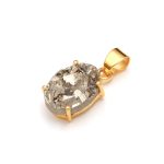 Natural Pyrite Oval Shape Gemstone Pendant 14K Gold Healing Jewelry For Love