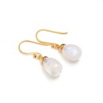 Natural Moonstone Teardrop Dangle Boho Earrings 14K Gold Wedding Jewelry