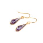 Purple Alexandrite Kite Dangle Vintage Earrings 14K Gold Statement Jewelry