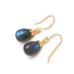 Natural Labradorite Teardrop Dangle Earrings 14K Gold Jewelry Promise Gift