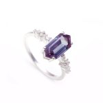 Alexandrite Elongated Hexagon Shape Boho Ring 925 Sterling Silver Jewelry For Bride