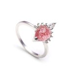 Natural Strawberry Quartz Pear Shape Elegant Ring 925 Sterling Silver Jewelry For Women