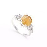 Natural Golden Rutile Hexagon Shape Engagement Ring 925 Sterling Silver Jewelry For Lover
