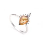 Natural Montana Agate Pear Shape Designer Ring 925 Sterling Silver Jewelry For Her