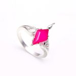 Natural Hot Pink Chalcedony Kite Shape Engagement Ring 925 Sterling Silver Jewelry For Her