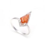 100% Natural Sunstone Kite Shape Ring 925 Sterling Silver Boho Jewelry For Women