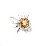 Natural Citrine Quartz Round Shape Moon & Sun Design Ring 925 Sterling Silver Jewelry For Wife