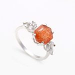 100% Natural Sunstone Hexagon Shape Vintage Ring 925 Sterling Silver Jewelry For Her