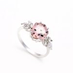 Natural Pink Dot Quartz Hexagon Shape Wedding Ring 925 Sterling Silver Jewelry For Her