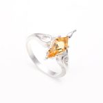 Natural Citrine Kite Shape Designer Ring 925 Sterling Silver Jewelry For Bridesmaids