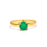 Natural Green Onyx Hexagon Gold Ring Jewelry For Women Engagement Gift