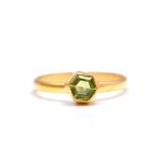 Natural Green Peridot Hexagon Cut Ring Minimalist Gold Jewelry Gift For Wife