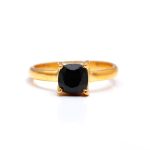 Natural Black Onyx Cushion Shape Boho Ring Gold Jewelry Anniversary Gift