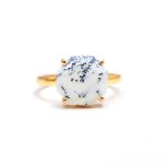 Natural Dendrite Opal Octagon Ring Handmade Gold Jewelry Gift For Lovers
