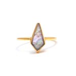 Natural Rainbow Fluorite Kite Unique Ring Dainty Gold Jewelry Birthday Gift