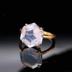 Natural Lavender Quartz Hexagon Statement Gold Ring Birthday Gift For Love