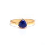 Natural Blue Lapis Lazuli Trillion Shape Dainty Gold Ring Bridesmaids Gifts