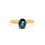 Natural London Blue Topaz Oval Shape Ring Unique Gold Jewelry Gift For Daughter