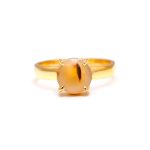 Natural Montana Agate Round Shape 14K Gold Minimalist Ring Gift for Women