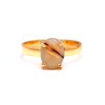 Natural Montana Agate Oval Statement Ring 14K Gold Boho Jewelry Unique Gift