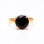 Natural Black Onyx Round Shape Statement Ring 14K Gold Jewelry For Women