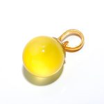 Natural Yellow Chalcedony Balls Pendant 14K Gold Jewelry Birthday gift