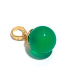 Natural Green Onyx Balls Shape 14K Gold Minimalist Pendant For Boyfriend