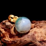 Natural Moss Agate Balls Shape 14K Gold Handmade Pendant Unique Gift
