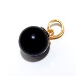 Natural Black Onyx Ball Handmade Pendant 14K Gold Jewelry For Girlfriend