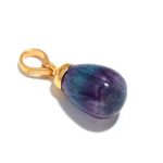 Natural Rainbow Fluorite Teardrop Charm Pendant 14K Gold Boho Jewelry For Love
