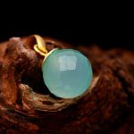 Natural Aqua Chalcedony Balls Minimalist Pendant 14K Gold Charm Jewelry Unique Gift