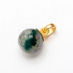 Natural Moss Agate Balls Tiny Pendant 14K Gold Boho Jewelry Engagement Gift