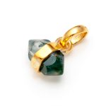 Natural Moss Agate Pencil Shape Minimalist Pendant 14K Gold Engagement Jewelry