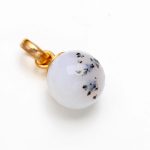 Natural Dendrite Opal Balls Healing Pendant 14K Gold Birthday Jewelry