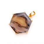 Natural Montana Agate Hexagon Wedding Pendant 14K Gold Designer Jewelry For Men