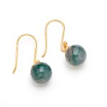 Natural Moss Agate Ball Dangle Wedding Earrings 14K Gold Jewelry Gift For Daughter