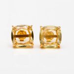 Natural Lemon Quartz Cushion Shape Stud Earrings 14K Gold Jewelry For Her