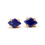 Natural Lapis Lazuli Kite Shape Tiny Stud Earrings 14K Gold Jewelry Engagement Gift