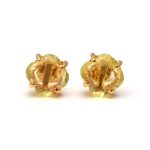 Natural Lemon Quartz Beautiful Stud Earrings 14k Gold Clover Elegant Studs
