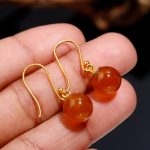 Natural Montana Agate Ball Dangle Statement Earrings 14K Gold Boho Jewelry For Women